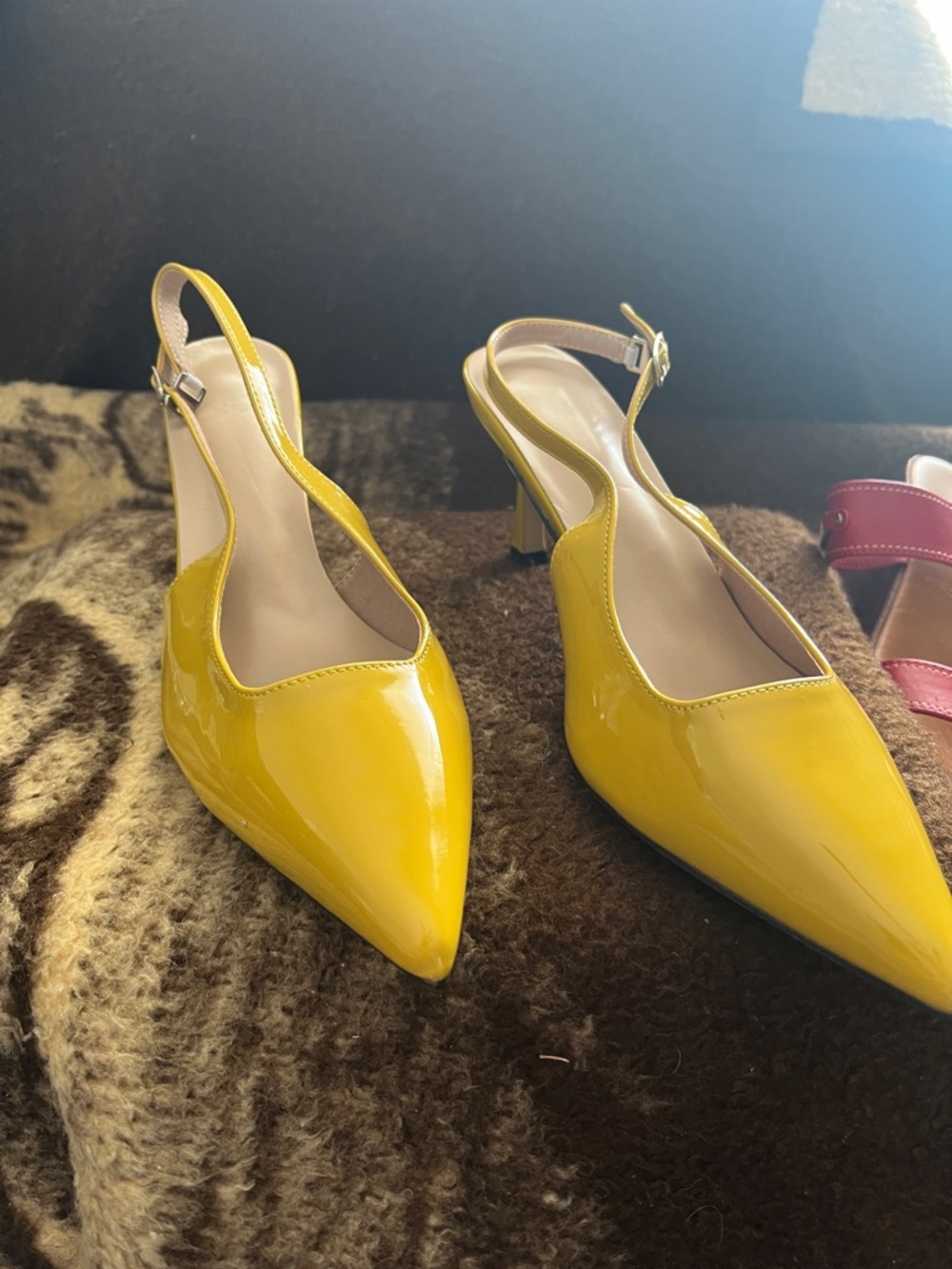 Classic Pointed Slingback Heels in Yellow